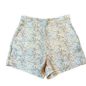 & Other Stories High Waisted Beige & Yellow Floral Print Shorts